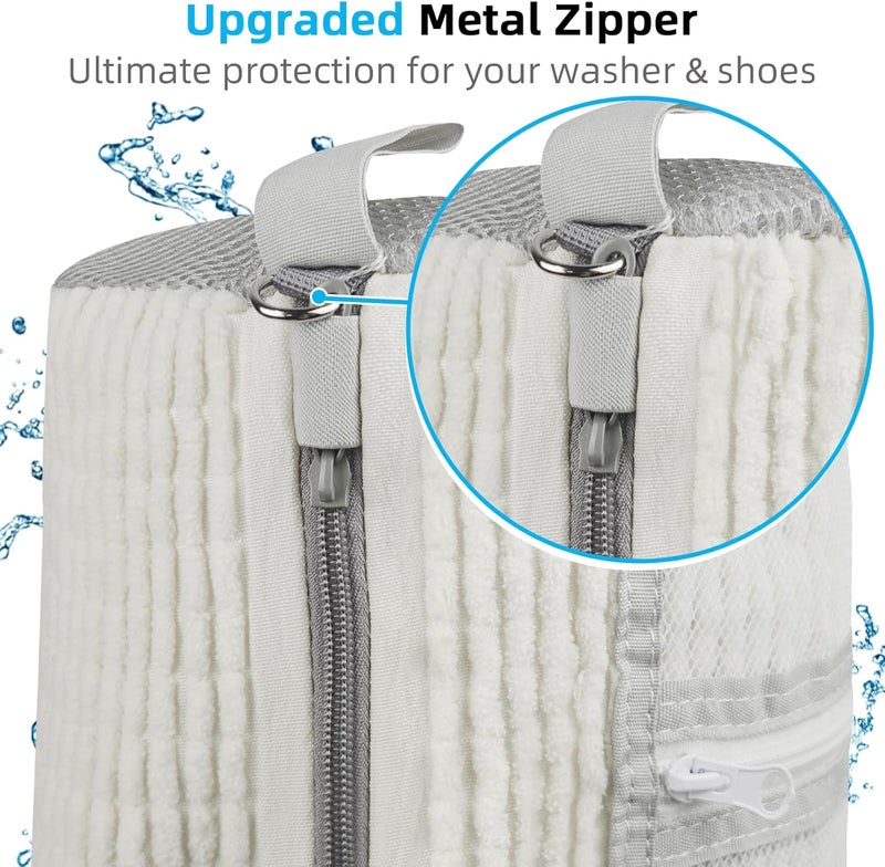 DOBVDLA Shoe Washing Machine Bag | Laundry Shoe Bag for Washer and Dryer, 1pcs Reusable Shoes Cleaner Bags, Chenille Microfiber for Sneakers Tennis Shoes, Zipper with Lock Ring - Image 2